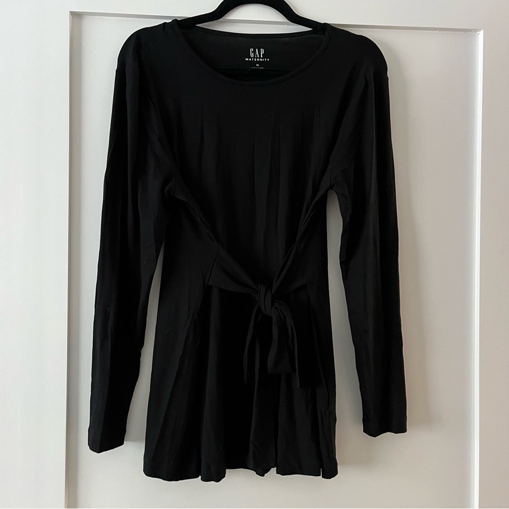 GAP Maternity Black Long Sleeve Tie-Front Top